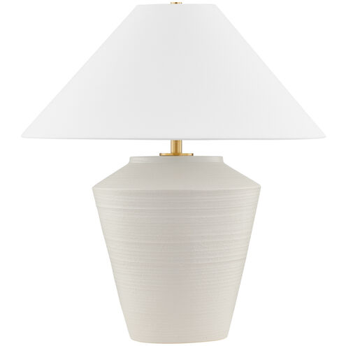 Rachie 23 inch 15.00 watt Aged Brass and Ceramic Whitewash Terracotta Table Lamp Portable Light