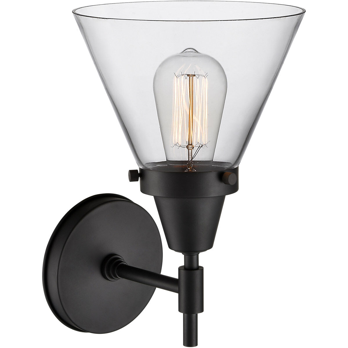 Caden 1 Light 8 inch Matte Black Sconce Wall Light in Clear Glass