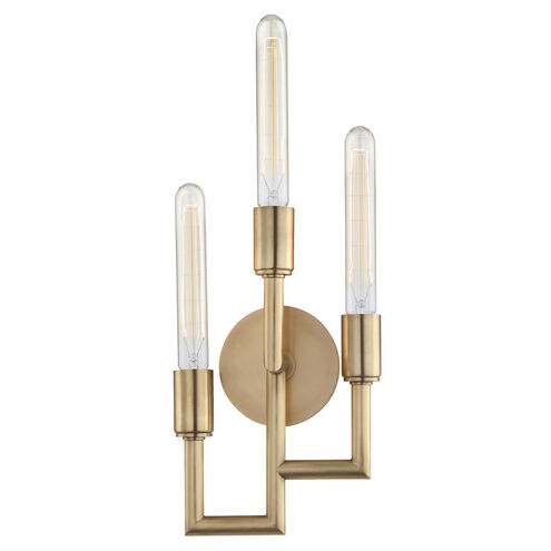Angler 3 Light 7.75 inch Aged Brass ADA Wall Sconce Wall Light