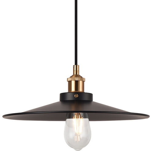 Bulstrode's Workshop 1 Light 14 inch Aged Gold Brass Pendant Ceiling Light in Aged Gold Brass and Black