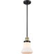 Franklin Restoration Bellmont 1 Light 7 inch Black Antique Brass Mini Pendant Ceiling Light in Matte White Glass, Franklin Restoration