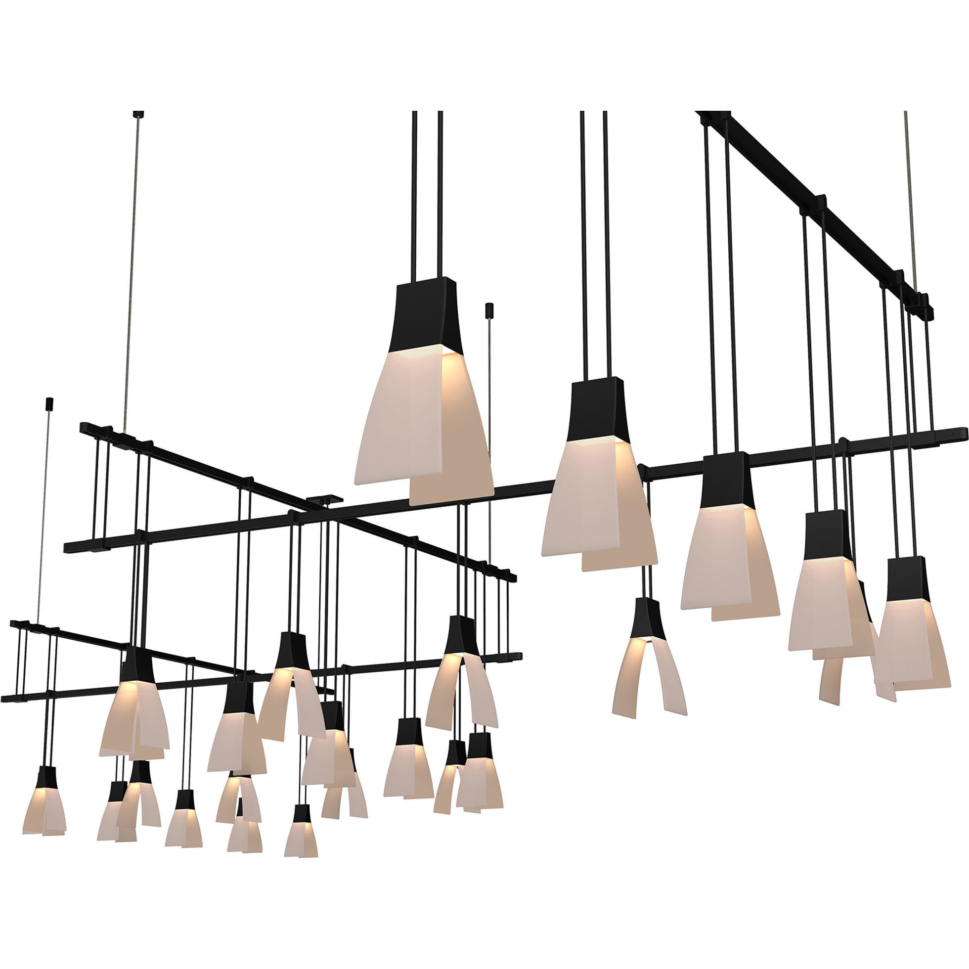 Suspenders LED 161 inch Satin Black Modular Pendant Composition Ceiling Light