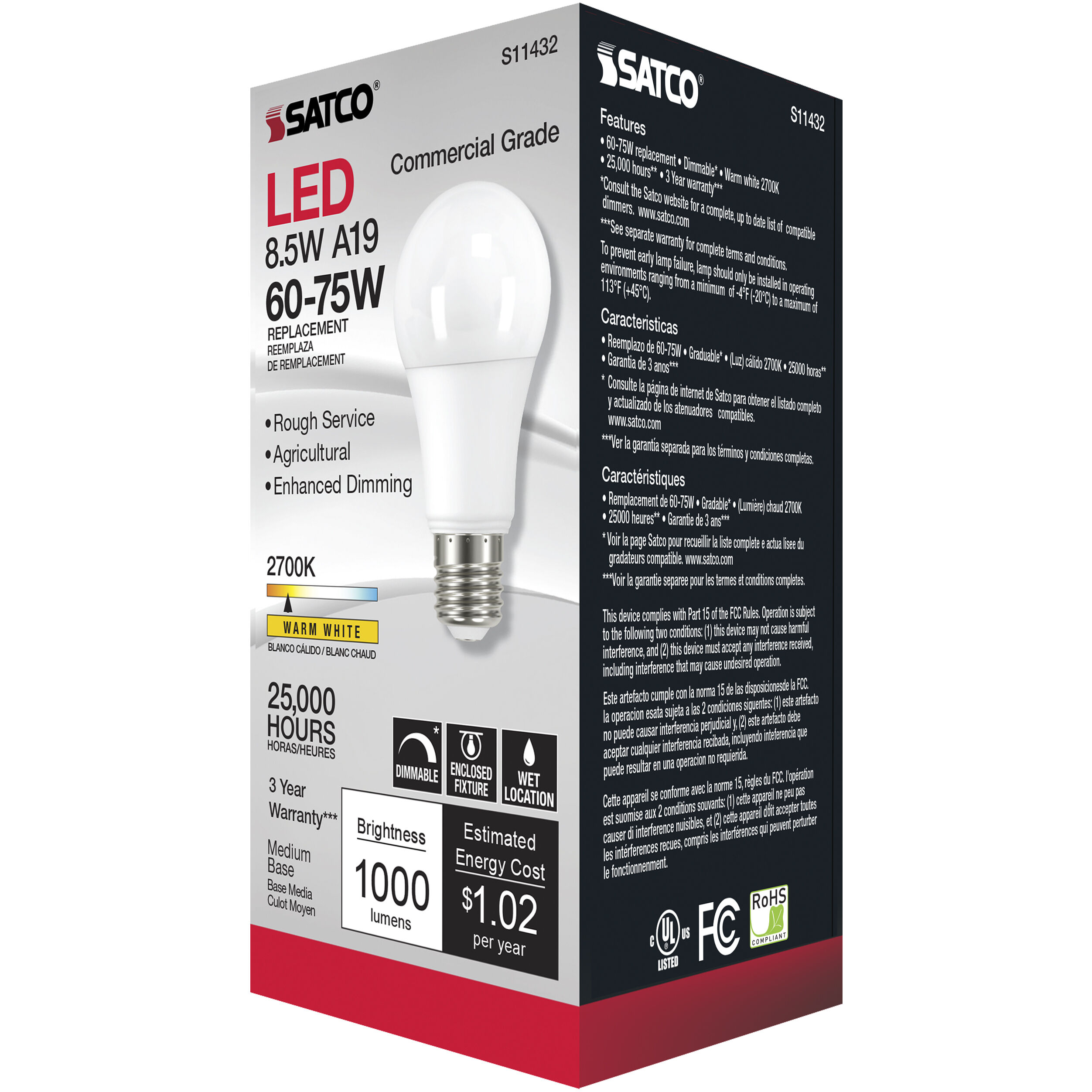Lumos LED A19 8.50 watt 2700K Light Bulb