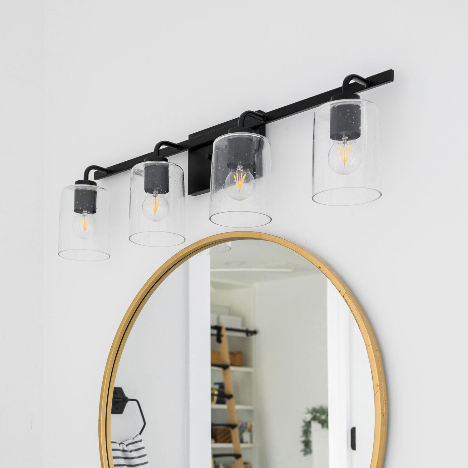 Greyson 4 Light 35 inch Matte Black Vanity Light Wall Light