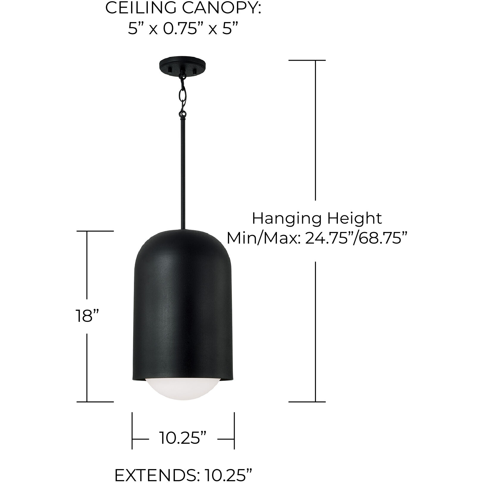 Dolby 1 Light 10.25 inch Black Iron Pendant Ceiling Light