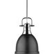 Duncan 1 Light 9 inch Chrome Mini Pendant Ceiling Light in Matte Black, Small