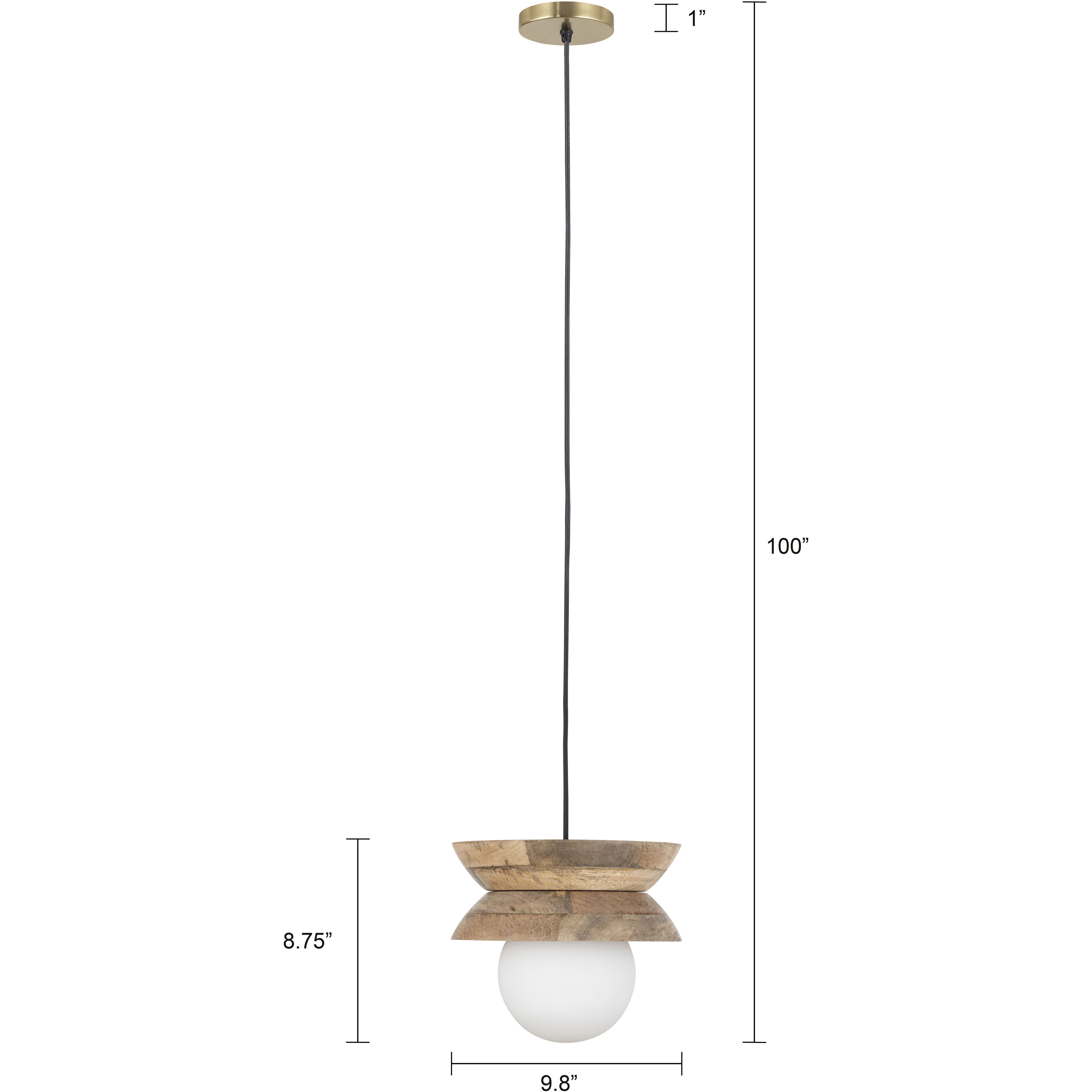 Kali 1 Light 9.8 inch Natural Pendant Ceiling Light