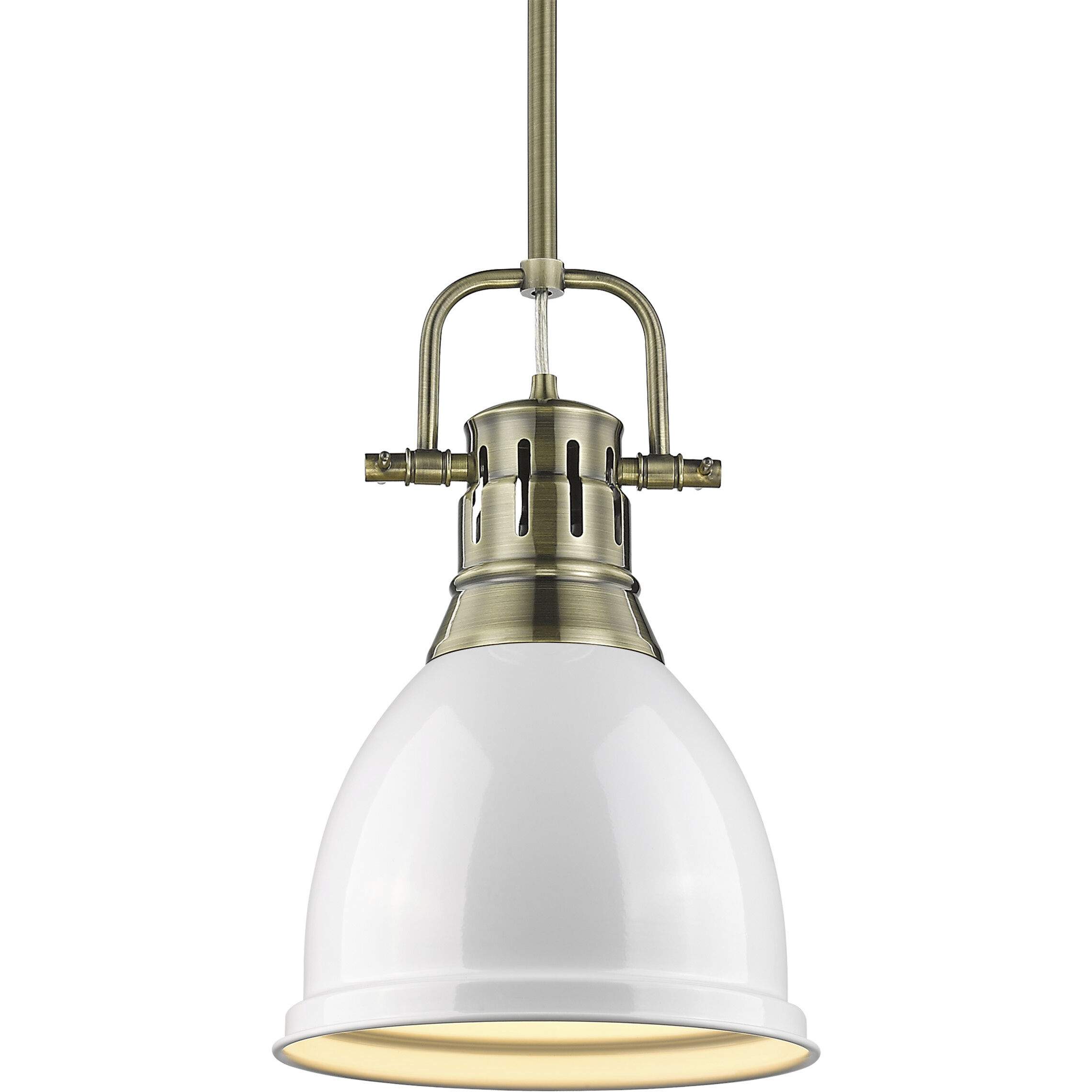 Yep Duncan 1 Light 8.88 inch Aged Brass Pendant Ceiling Light in White, Small