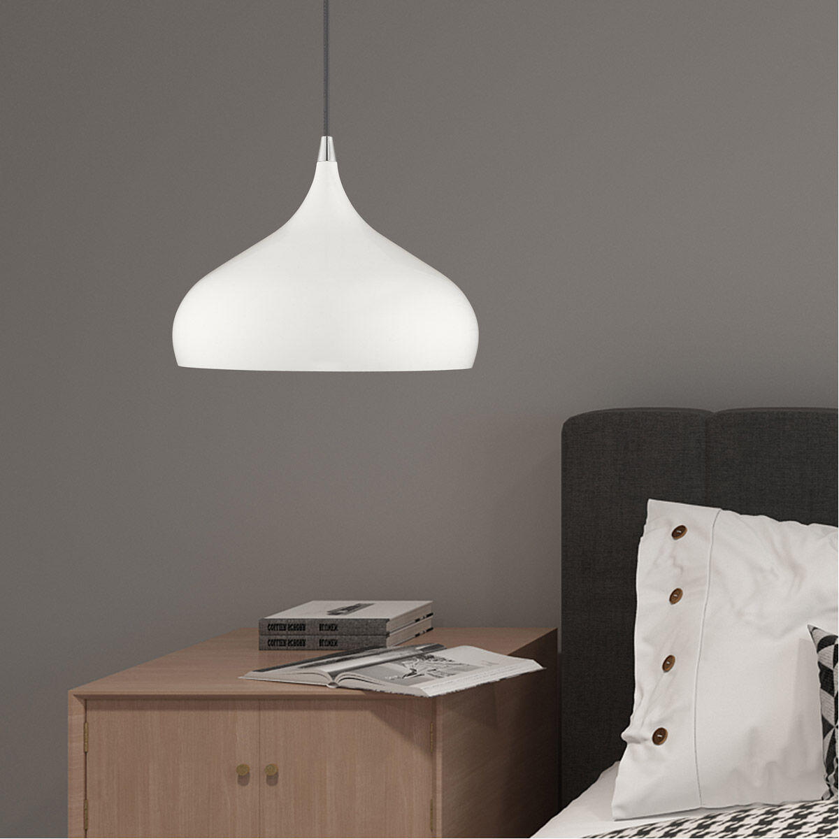 Allison 1 Light 12 inch Shiny White Mini Pendant Ceiling Light