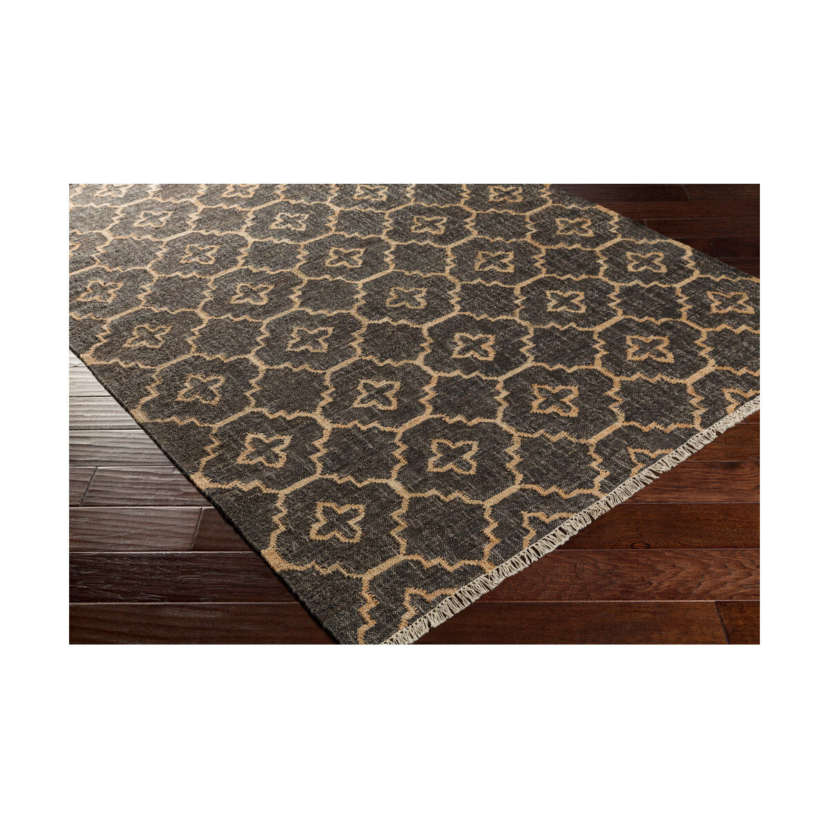 Laural 108 X 72 inch Black/Khaki/Cream Rugs, Jute