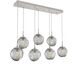 Aster LED LED Beige Silver Linear Pendant Ceiling Light in 3000K LED, Metallic Beige Silver, Geo Inner - Smoke Outer, Multi-Port