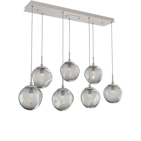 Aster LED LED Beige Silver Linear Pendant Ceiling Light in 3000K LED, Metallic Beige Silver, Geo Inner - Smoke Outer, Multi-Port