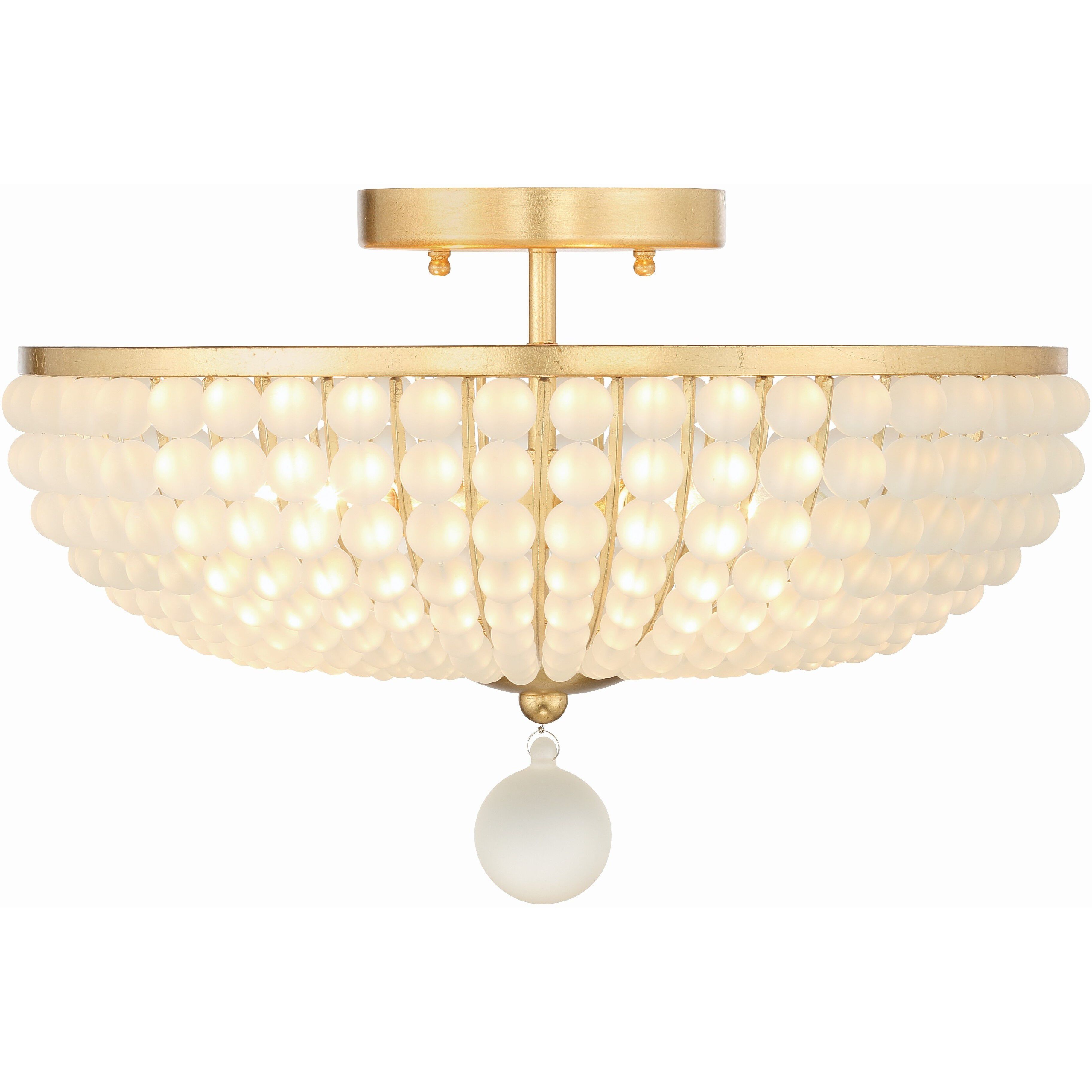 Bella 4 Light 18 inch Antique Gold Semi Flush Ceiling Light