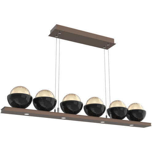 Cabochon LED 44 inch Burnished Bronze with Black Marble Linear Chandelier Ceiling Light in Amber, 2700K LED