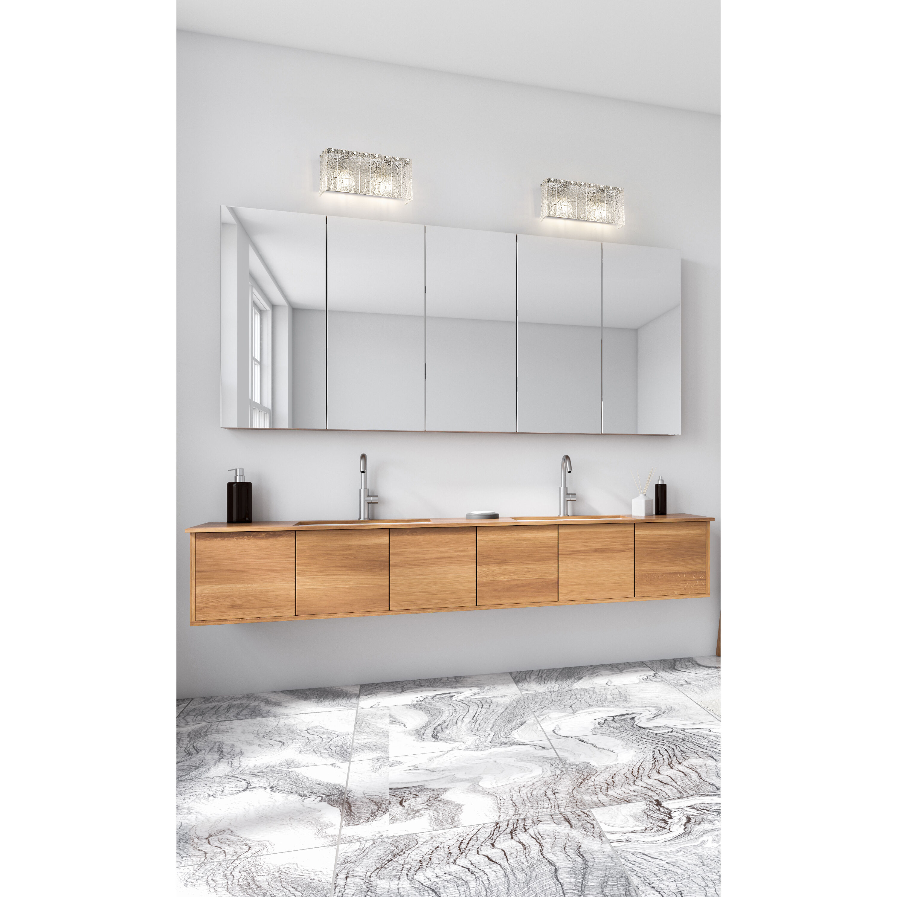 Glacier 2 Light 15 inch Brushed Nickel Vanity Wall Light