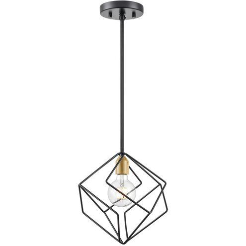 Ashoona 1 Light 10.75 inch Brass And Ebony Pendant Ceiling Light