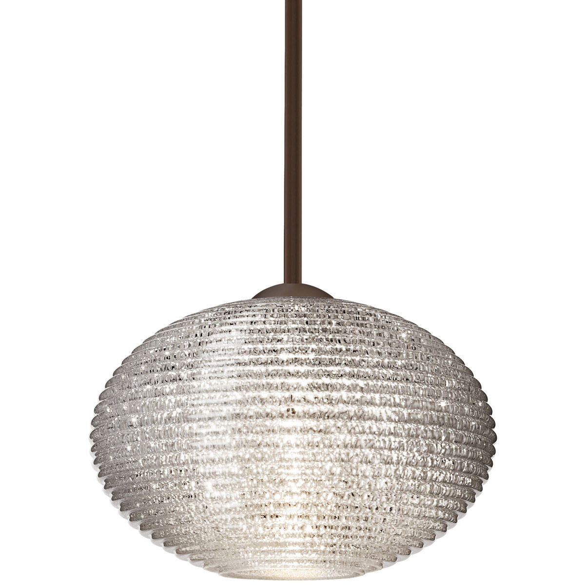 Pape 12 LED Bronze Stem Pendant Ceiling Light in Glitter Glass
