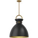 Waldo 1 Light 18 inch Aged Gold Pendant Ceiling Light in Aged Gold and Matte Black