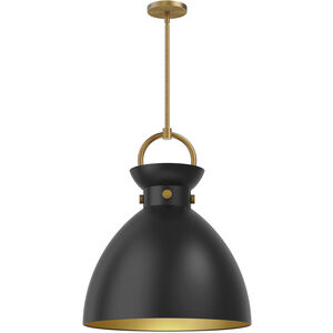 Waldo 1 Light 18 inch Aged Gold Pendant Ceiling Light in Aged Gold and Matte Black