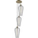 Ballston Chelsea 3 Light 14.5 inch Antique Brass Multi Pendant Ceiling Light in Light Smoke Glass