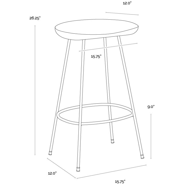 Indra 26.25 inch Natural / Black Counter Stool