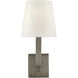 Visual Comfort Signature Collection Chapman & Myers Square Tube 1 Light 6.25 inch Antique Nickel Single Sconce Wall Light in Linen SL2819AN-L - Open Box