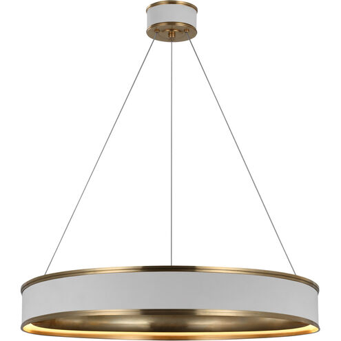 Chapman & Myers Connery LED 30 inch Matte White and Antique-Burnished Brass Ring Chandelier Ceiling Light in Matte White and Antique-Burnished Brass