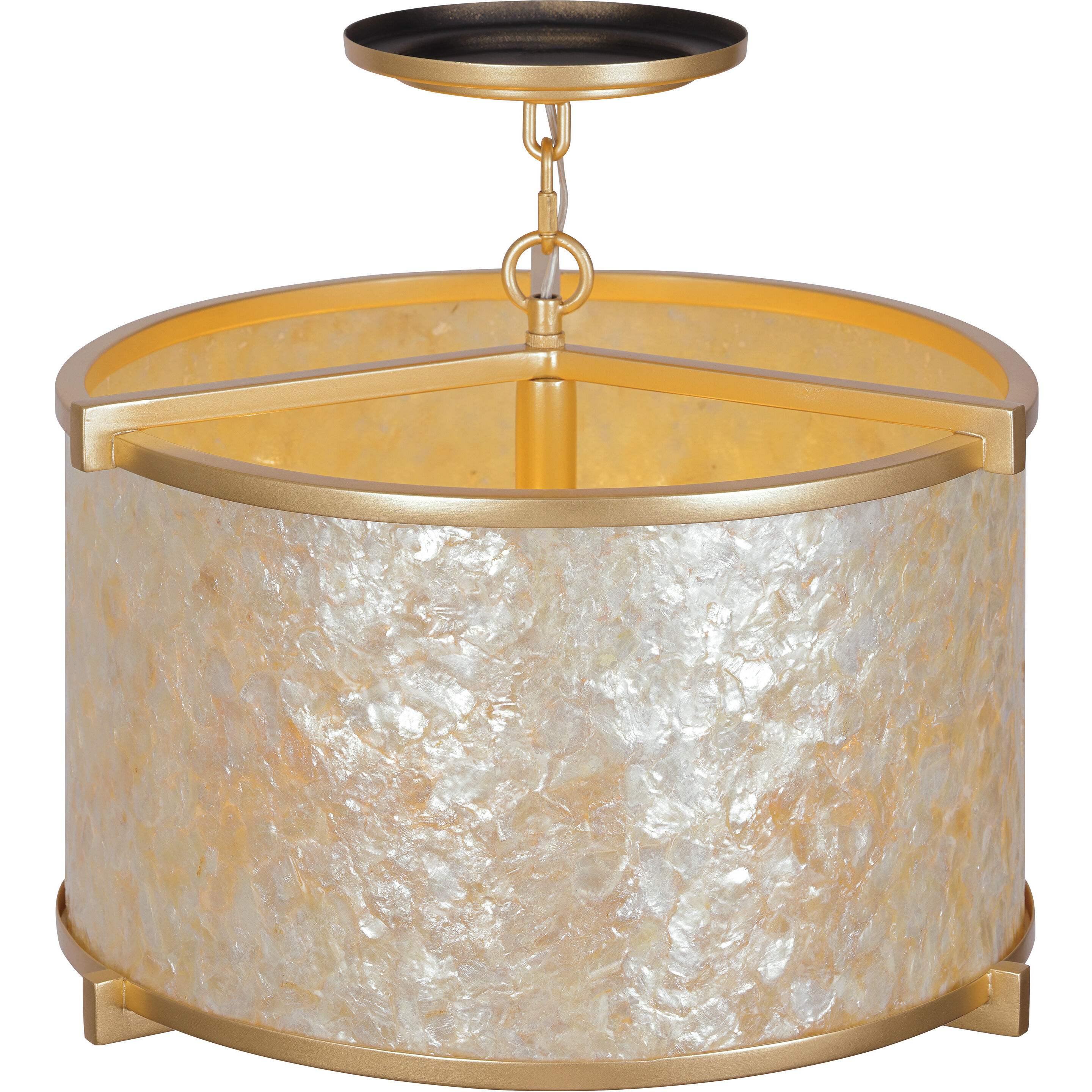 Sommers Bend 4 Light 17 inch Capiz Shell Gold Semi Flush Ceiling Light
