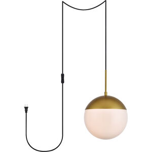 Eclipse 1 Light 10 inch Brass and Frosted White Pendant Ceiling Light