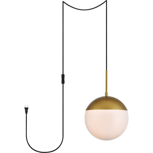 Eclipse 1 Light 10 inch Brass and Frosted White Pendant Ceiling Light