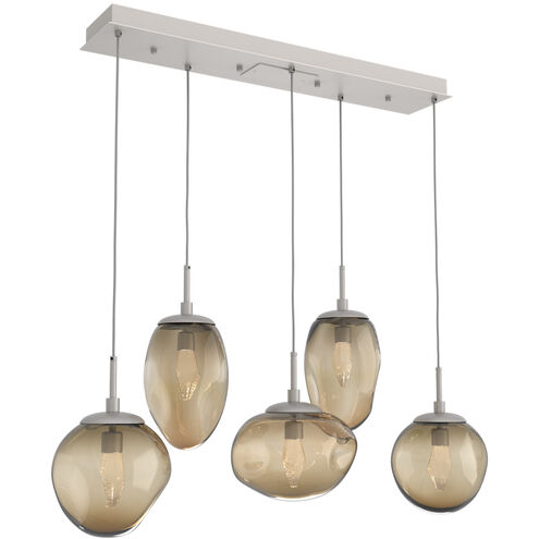 Cosmos LED LED Beige Silver Linear Pendant Ceiling Light in Metallic Beige Silver, 2700K LED, Geo Inner - Bronze Outer, Multi-Port