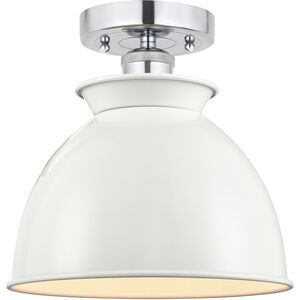 Edison Adirondack 1 Light 8 inch Polished Chrome Semi-Flush Mount Ceiling Light in White