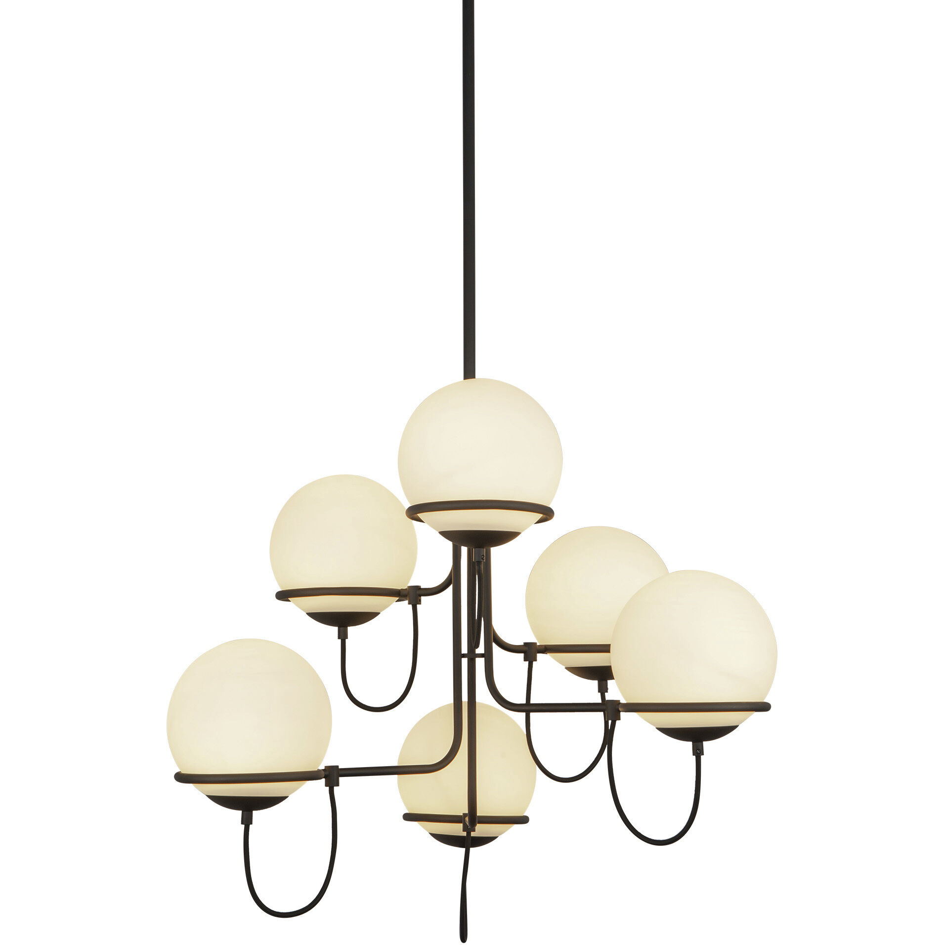 Alora Mood Alba 6 Light 32 inch Matte Black/Opal Glass Chandelier Ceiling Light