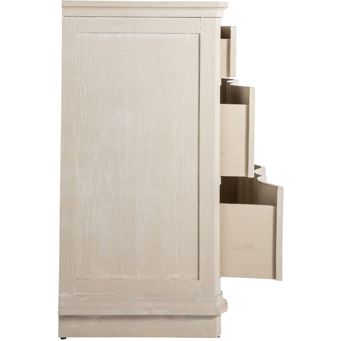 Meredith Textured Cerused White / Stained Brass Dresser