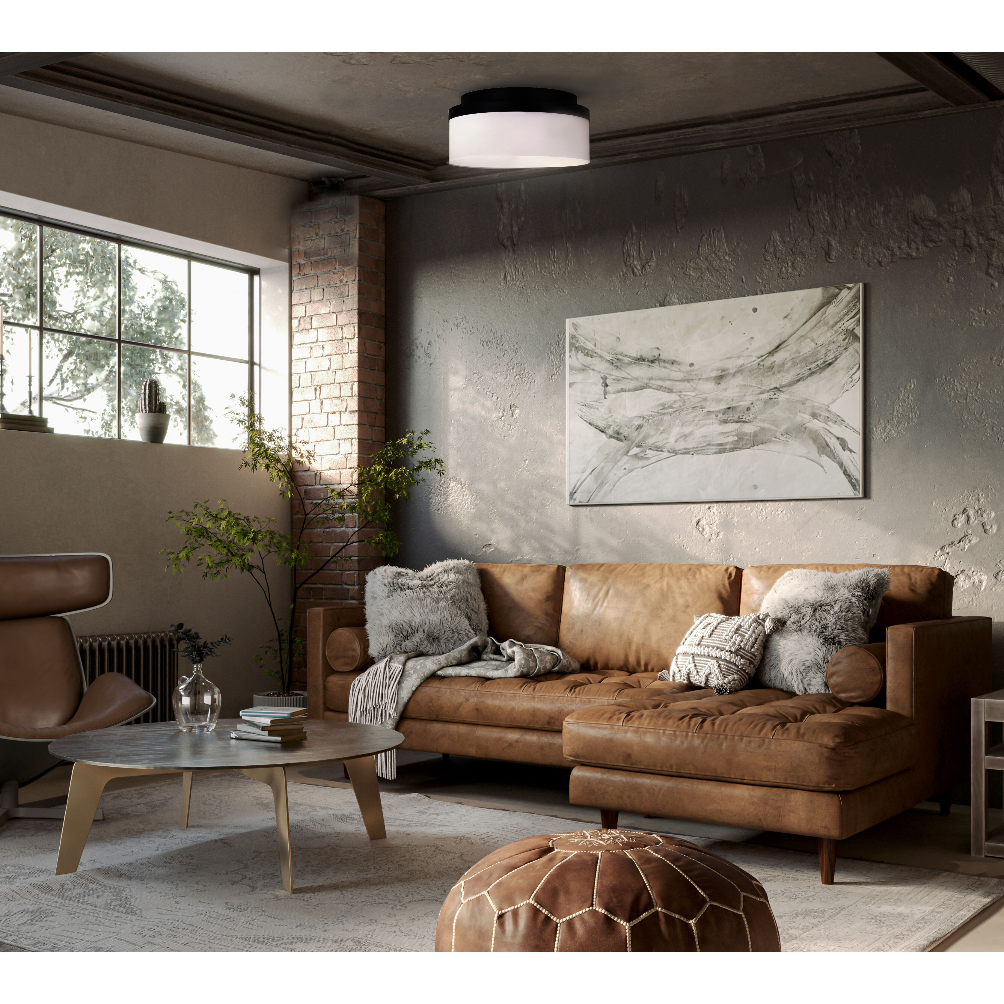 Malloy 2 Light 12.25 inch Black Flush Mount Ceiling Light