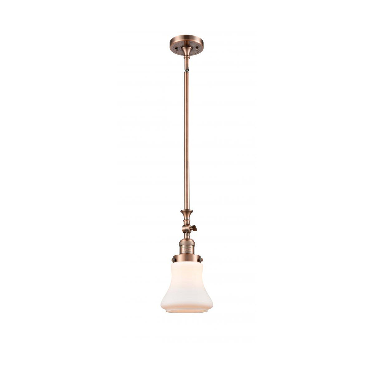 Franklin Restoration Bellmont LED 7 inch Antique Copper Mini Pendant Ceiling Light in Matte White Glass, Franklin Restoration