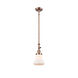 Franklin Restoration Bellmont LED 7 inch Antique Copper Mini Pendant Ceiling Light in Matte White Glass, Franklin Restoration