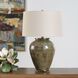 Olisa 25 inch 150 watt Green/Blue-Green/Earthy Browns/Antique Brass Table Lamp Portable Light