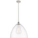 Ballston Dome 1 Light 16 inch White and Polished Chrome Pendant Ceiling Light in Clear Glass