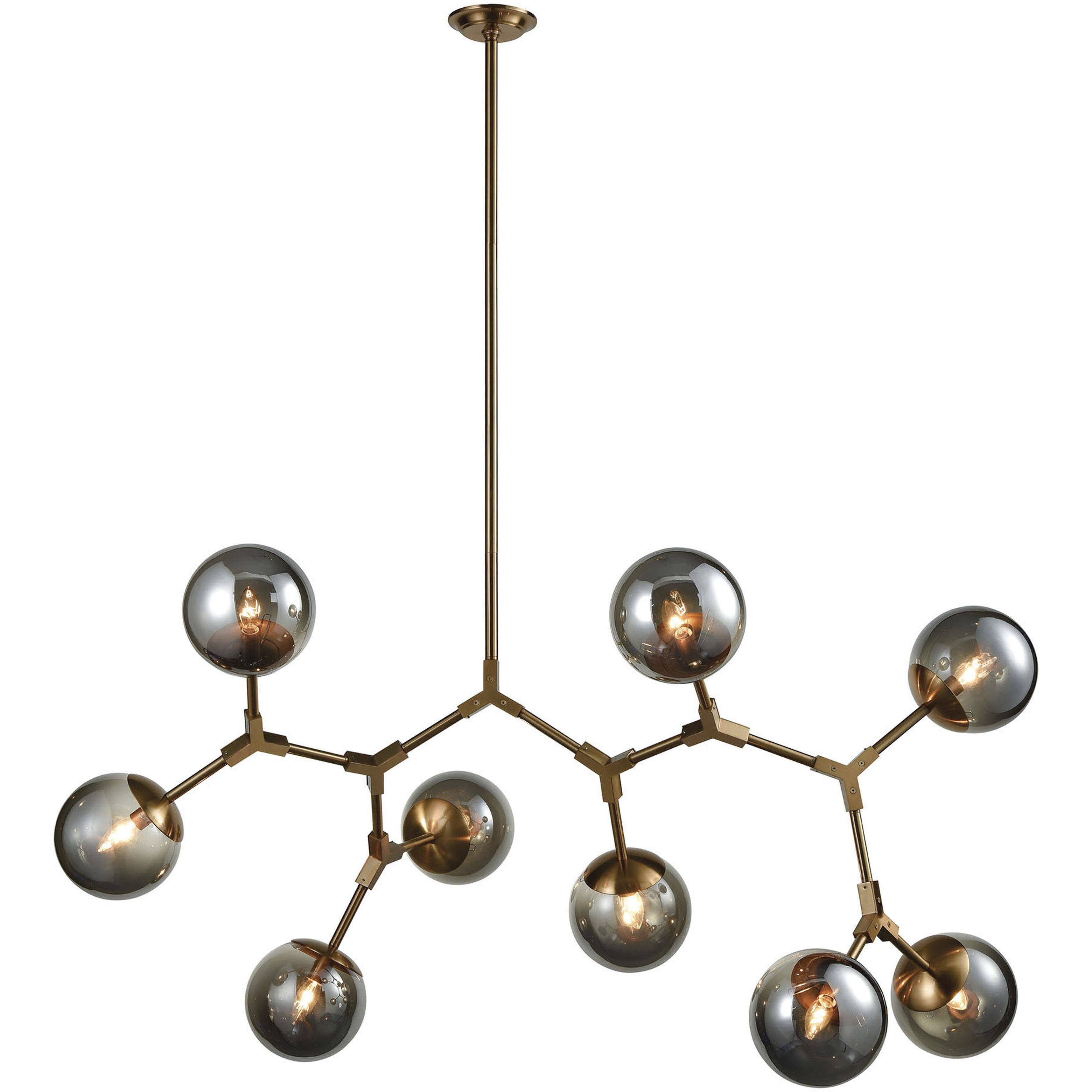 Synapse 9 Light 60 inch Aged Brass Linear Chandelier Ceiling Light