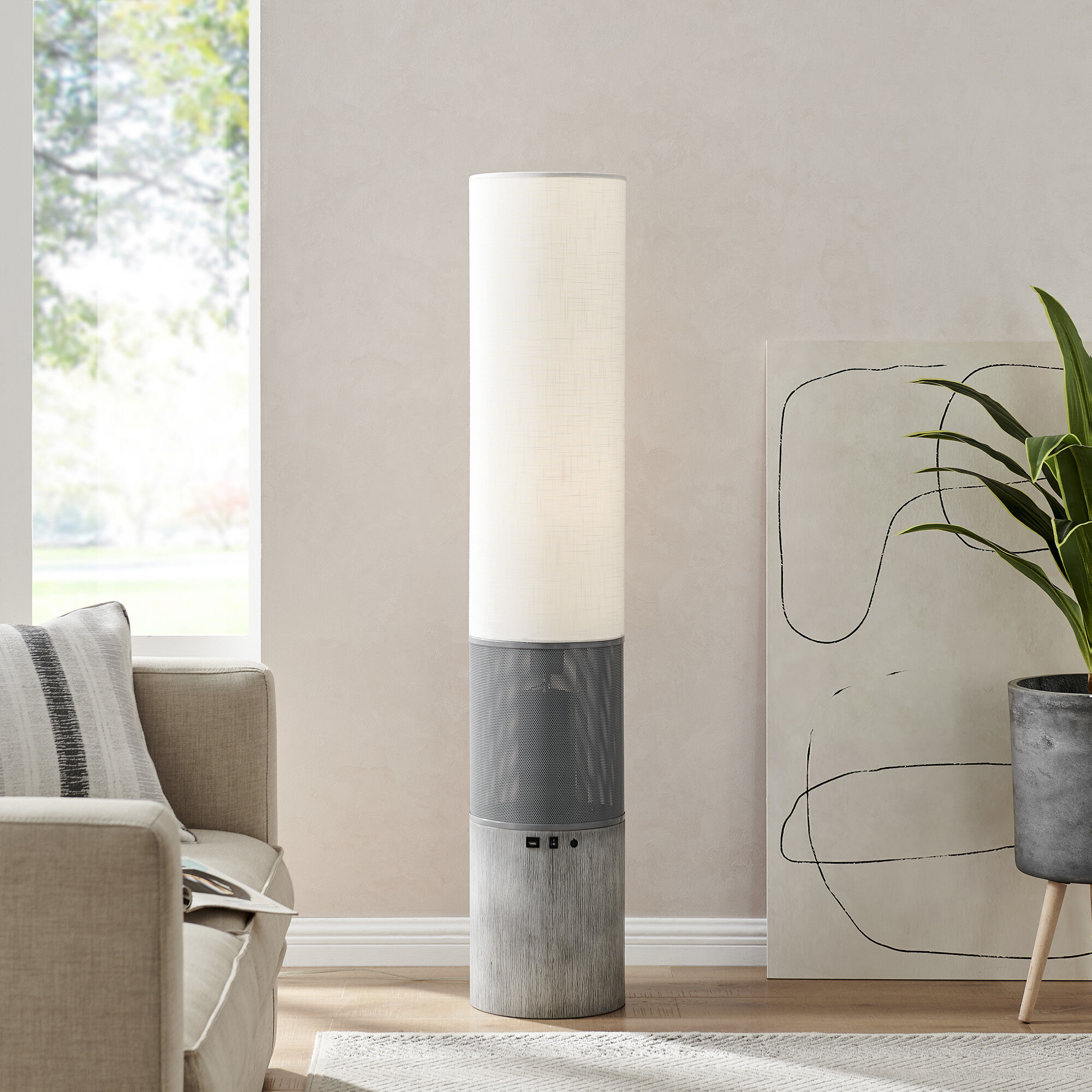 Sahirah 58.25 inch 5.00 watt Grey Floor Lamp Portable Light