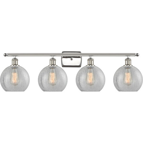 Ballston Athens 4 Light 36 inch Polished Nickel Bath Vanity Light Wall Light in Clear Crackle Glass, Ballston