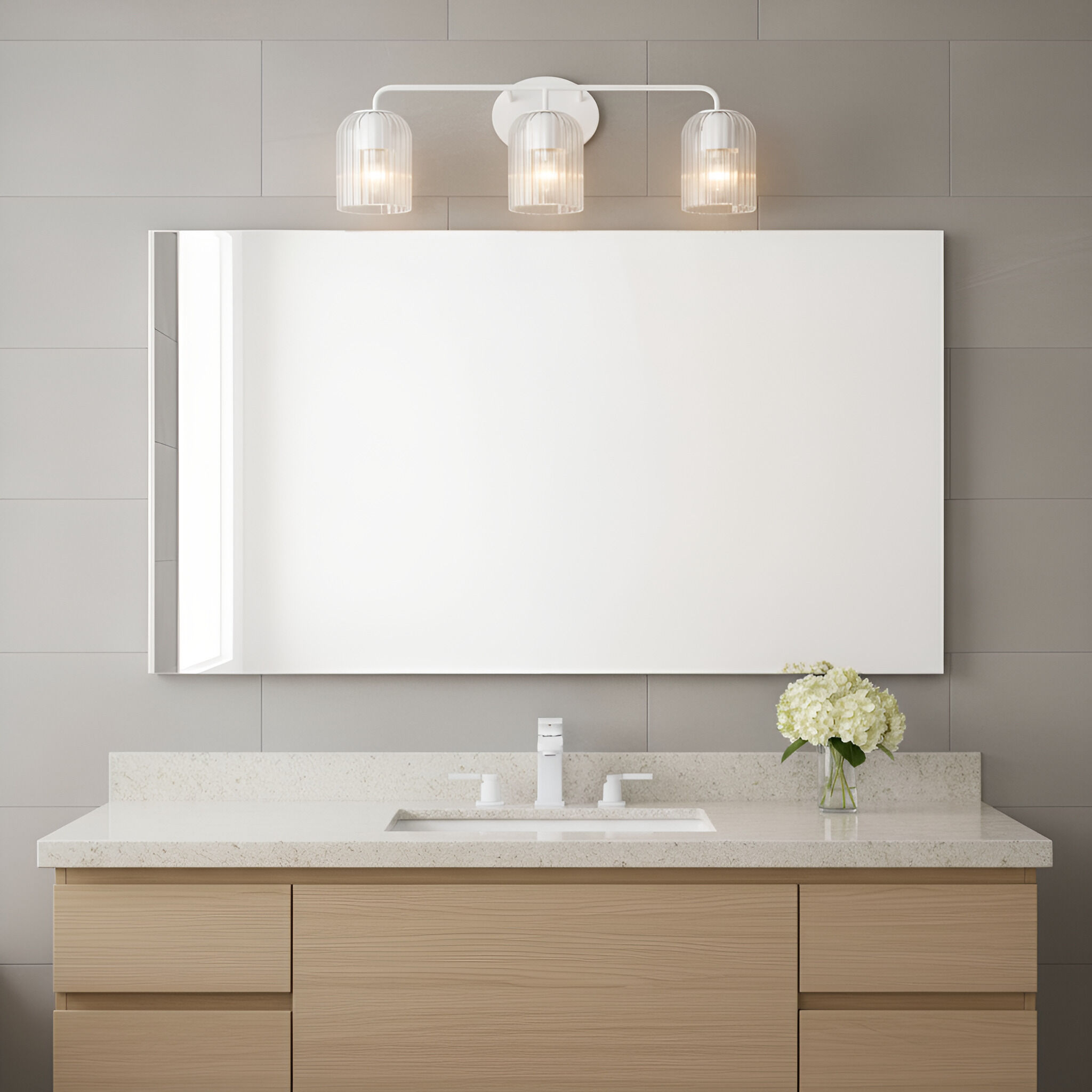 Eisele 3 Light 24 inch Matte White Vanity Light Wall Light, Medium