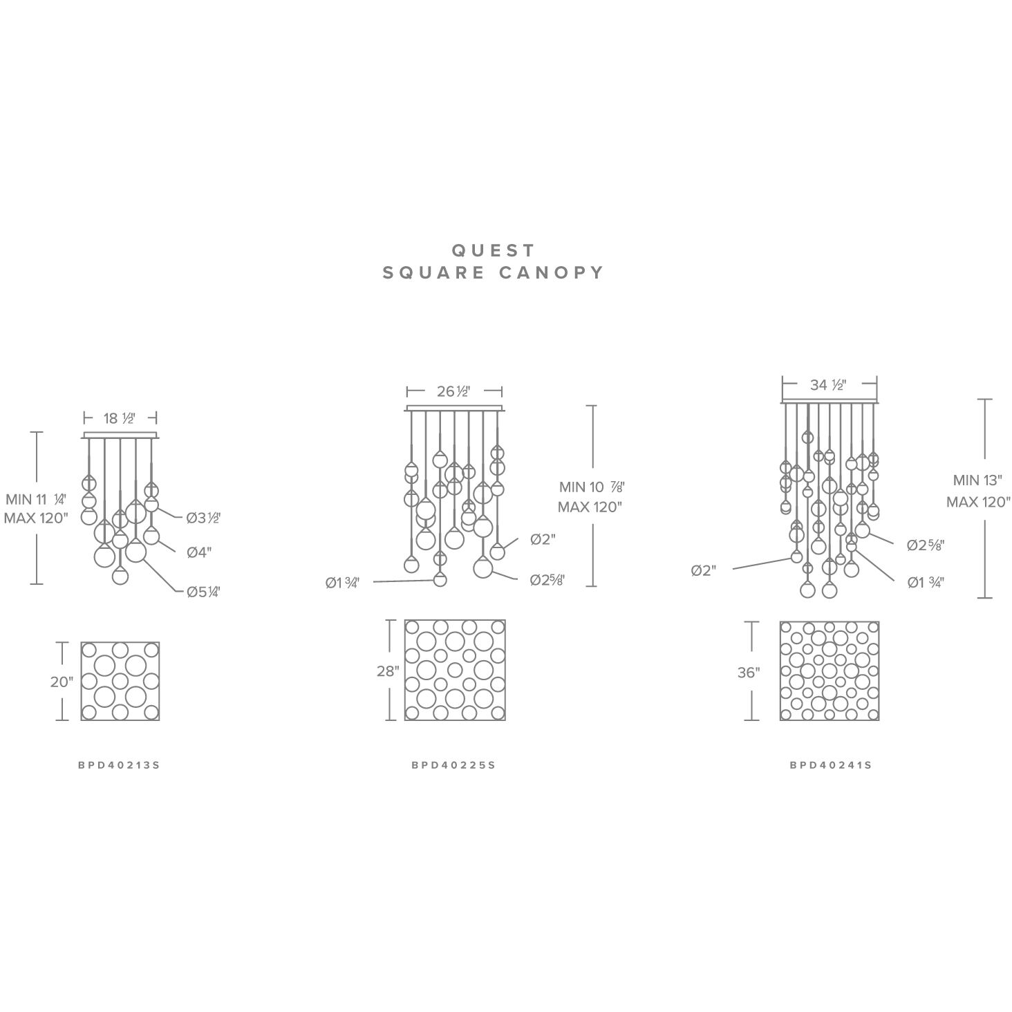 Beyond Quest LED 20 inch Black Multi-Light Pendant Ceiling Light, Square Canopy