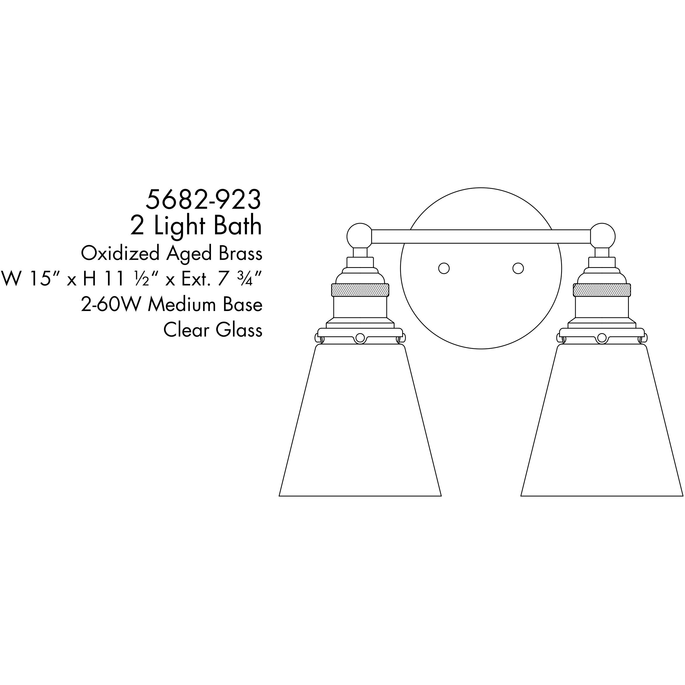 Barwell 2 Light 15 inch Oxidized Aged Brass Bath Vanity Light Wall Light