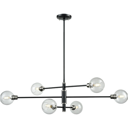 Ocean Drive 6 Light 39 inch Satin Nickel And Graphite Linear Pendant Ceiling Light