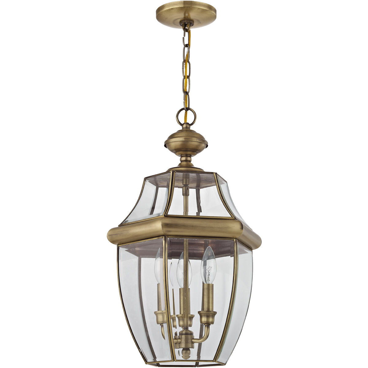 Monterey 3 Light 13 inch Antique Brass Outdoor Pendant Lantern