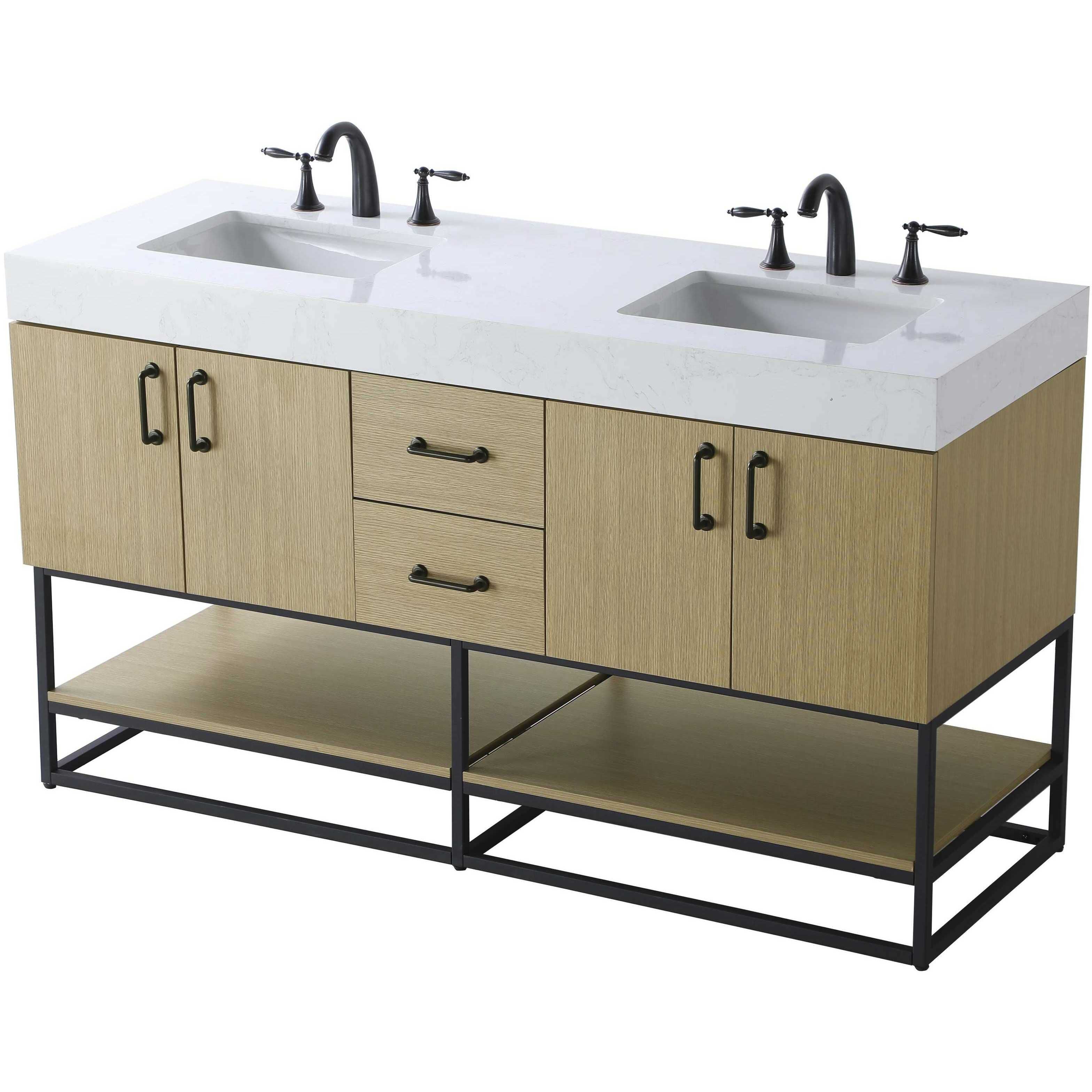 Caroline 60 X 34 inch Honey Brown Bathroom Vanity Cabinet