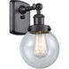 Ballston Beacon LED 6 inch Matte Black Sconce Wall Light in Seedy Glass, Ballston
