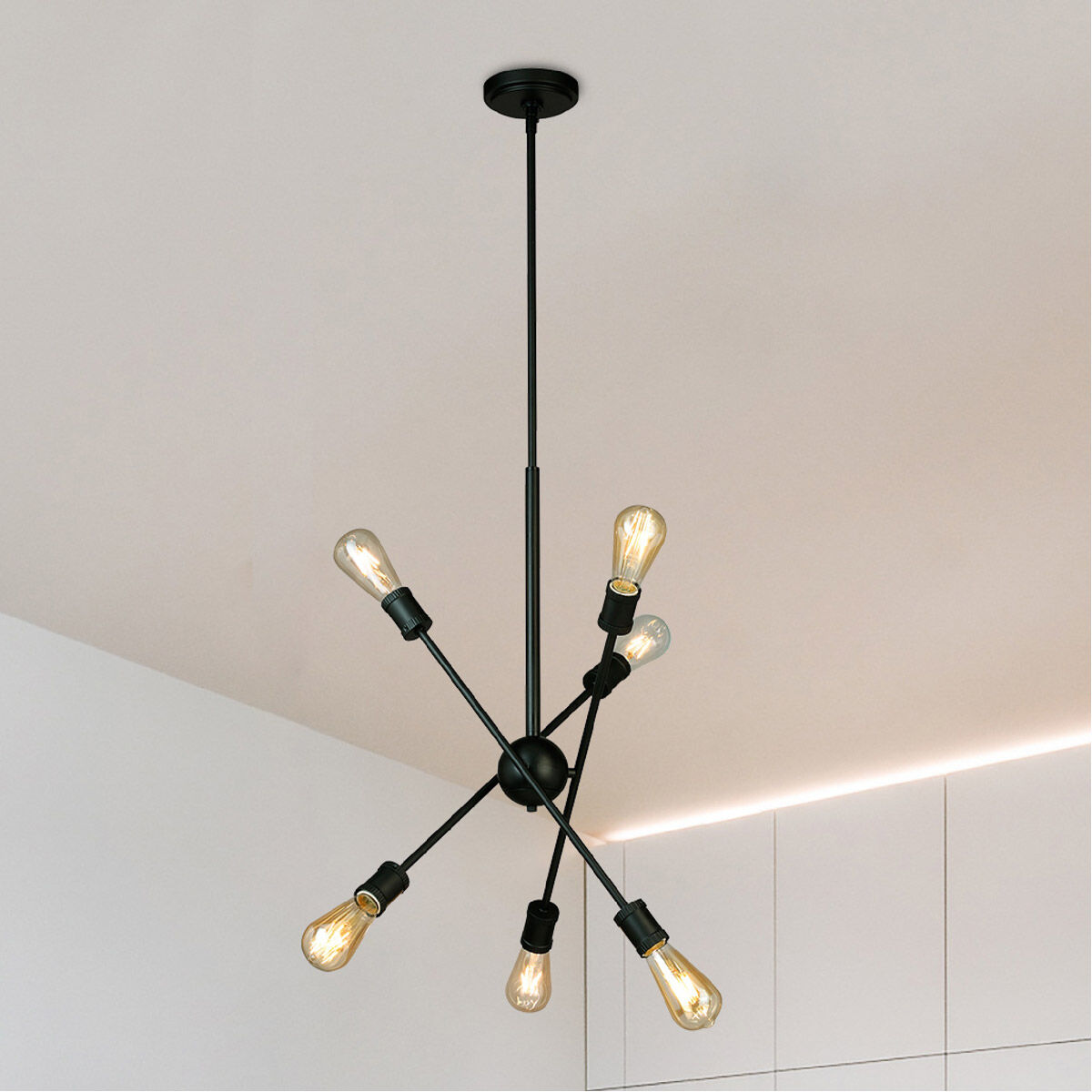 Etris Row 6 Light 22.99 inch Black Pendant Ceiling Light
